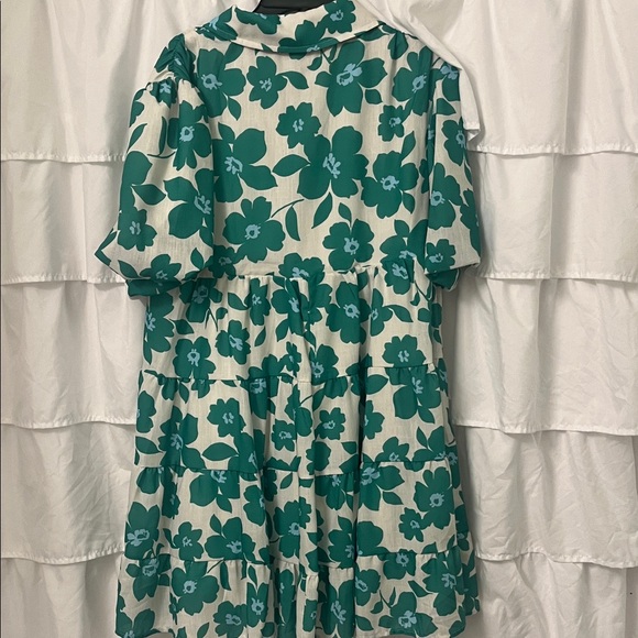 Floral Green and Cream Mini Dress - Picture 6 of 6